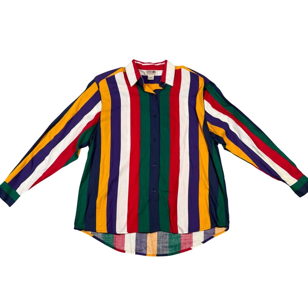 Stefano International Vintage 90s Striped Button Down Shirt Womens Small